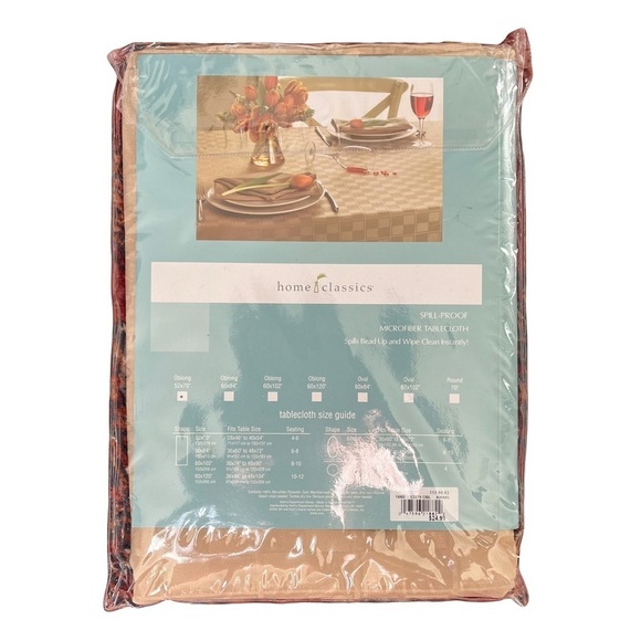 Home Classics | New Khaki Check Spill-Proof Microfiber Tablecloth, 52x70” Oblong - Picture 2 of 5